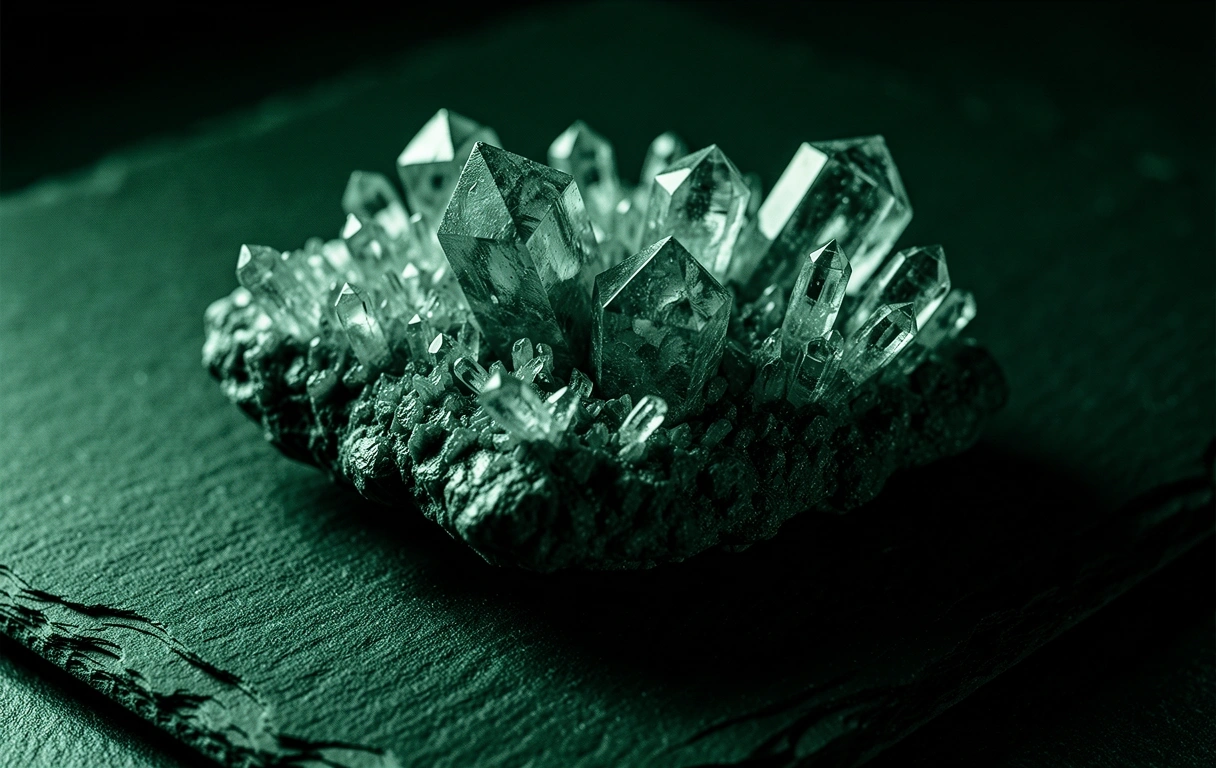Raw minerals on slate